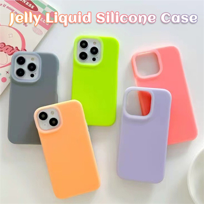 Tampa traseira Jelly Liquid Silicone Case do telefone celular à prova de choque móvel para Iphone PRO max 14/14PRO/14/13/13PRO